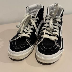 Vans Black and White High-Top Skate Sneakers - Size 7
